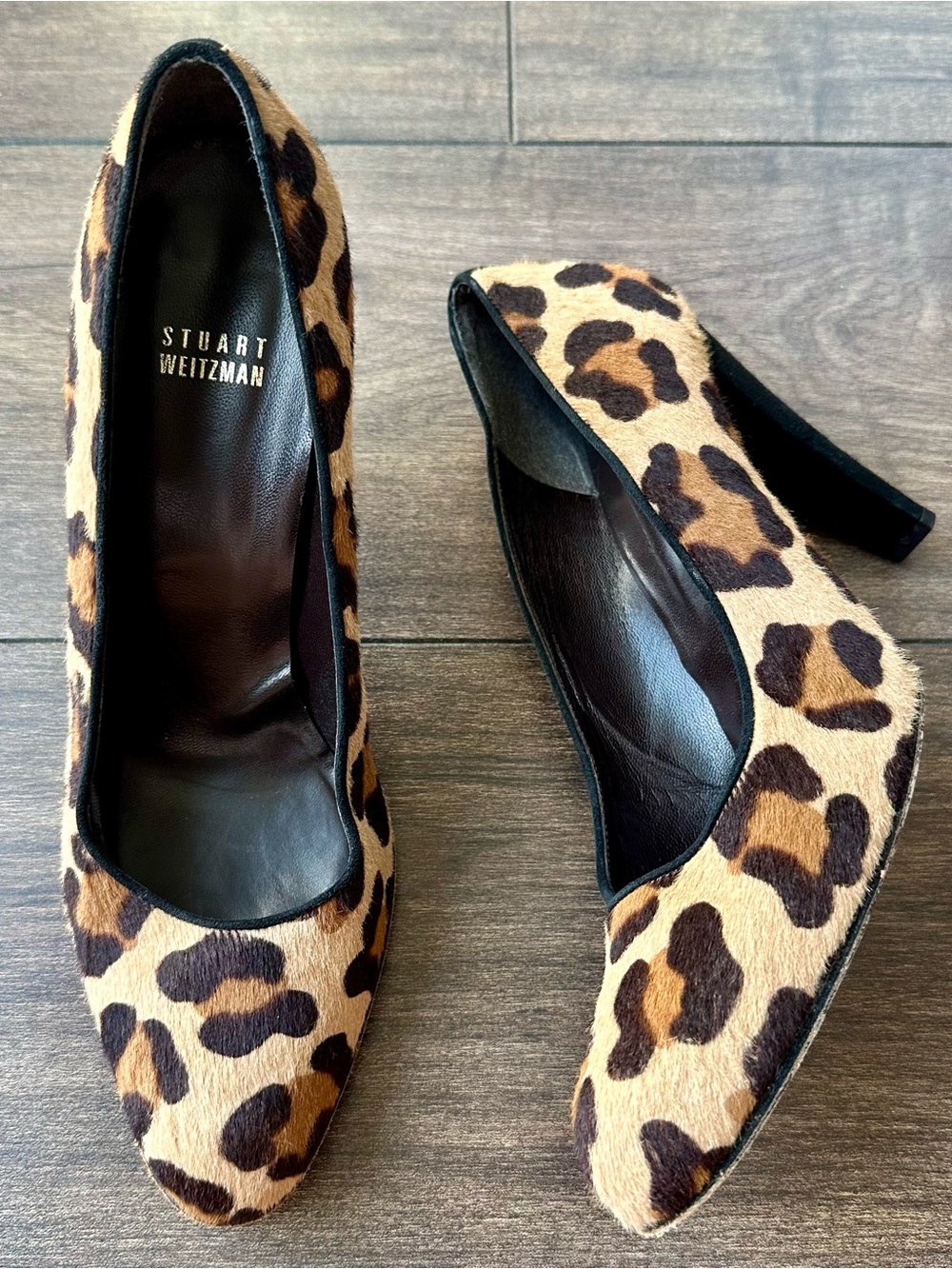 Stuart Weitzman Leopard Calf Hair Block Heel Pumps 9.5 M 8M28111 - Imperfections